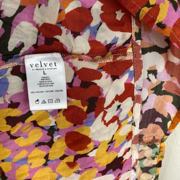 Velvet by Graham & Spencer Gracie Mini Dress Size Large Pink Yellow Burgundy - Picture 13 of 16